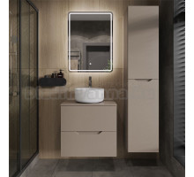 Мебель для ванной комнаты Orange Line 60 подвесная, 2 ящика, матовый латте с раковиной B07-345W