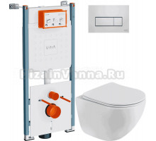 Комплект Унитаз подвесной BelBagno Libero BB11051CH-TOR/SC + Инсталляция VitrA V-Fix Core 732-5800-01PV + Кнопка Root Square 740-2380 хром