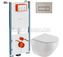 Комплект Унитаз подвесной BelBagno Libero BB11051CH-TOR/SC + Инсталляция VitrA V-Fix Core 732-5800-01PV + Кнопка Root Square 740-2395 никель