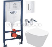 Комплект Унитаз подвесной STWORKI Вестфолл S08401WH + Инсталляция Grohe Rapid SL 38772SH0 3 в 1 с панелью смыва