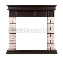 Портал Firelight Bricks Wood Classic камень коричневый, шпон темный дуб