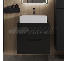Тумба с раковиной Orange Line 60 подвесная, 2 ящика, матовая черная с раковиной B04-500W