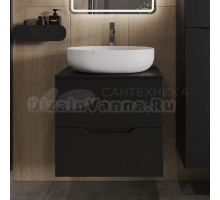 Тумба с раковиной Orange Line 60 подвесная, 2 ящика, матовая черная с раковиной B05-520W