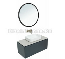 Мебель для ванной комнаты Allen Brau Infinity 100 1+1, подвесная, антрацит матовый, столешница серый структ