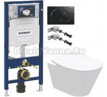 Комплект Унитаз подвесной STWORKI Вестфолл S08401WH + Инсталляция Geberit Duofix UP 320 111.300.00.5 + Крепления 111.815.00.1 к стене + Кнопка Sigma 01 115.770.DW.5 черная