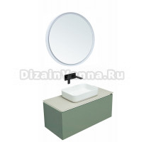 Мебель для ванной комнаты Allen Brau Infinity 100 1+1, подвесная, олива матовый, столешница бежевая