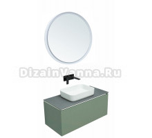 Мебель для ванной комнаты Allen Brau Infinity 100 1+1, подвесная, олива матовый, столешница графит