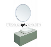 Мебель для ванной комнаты Allen Brau Infinity 100 1+1, подвесная, олива матовый, столешница серый структ
