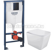 Комплект Унитаз подвесной STWORKI Молде S23401WH + Инсталляция Grohe Solido 38811KF0 3 в 1 с кнопкой смыва