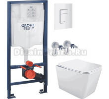 Комплект Унитаз подвесной STWORKI Молде S23401WH + Инсталляция Grohe Rapid SL 38772SH0 3 в 1 с панелью смыва