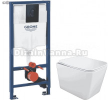 Комплект Унитаз подвесной STWORKI Молде S23401WH + Инсталляция Grohe Rapid SL 1000044 3 в 1 с панелью смыва