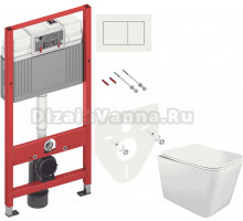 Комплект Унитаз подвесной STWORKI Молде S23401WH + Инсталляция TECE Base 9400413 4 в 1 с кнопкой смыва