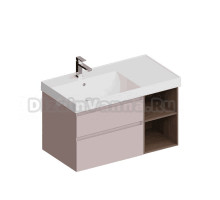 Тумба с раковиной KERAMA MARAZZI Cubo 90, левая мальва матовая, структурированный орех