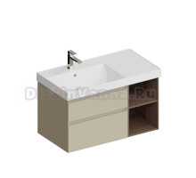 Тумба с раковиной KERAMA MARAZZI Cubo 90, левая лимо матовая, структурированный орех