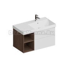 Тумба с раковиной KERAMA MARAZZI Cubo 90, правая белая матовая, структурированный орех