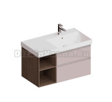 Тумба с раковиной KERAMA MARAZZI Cubo 90, правая мальва матовая, структурированный орех
