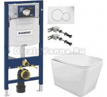 Комплект Унитаз подвесной STWORKI Молде S23401WH + Инсталляция Geberit Duofix UP 320 111.300.00.5 + Крепления 111.815.00.1 к стене + Кнопка Sigma 01 115.770.11.5 белая