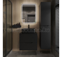 Мебель для ванной комнаты Orange Line 60 подвесная, 2 ящика, матовая черная с раковиной B02-460MB