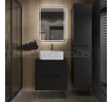 Мебель для ванной комнаты Orange Line 60 подвесная, 2 ящика, матовая черная с раковиной B02-460W