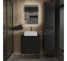 Мебель для ванной комнаты Orange Line 60 подвесная, 2 ящика, матовая черная с раковиной B04-405W