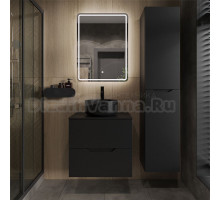 Мебель для ванной комнаты Orange Line 60 подвесная, 2 ящика, матовая черная с раковиной B07-345B