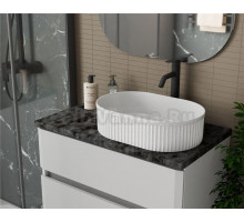 Раковина санфаянс накладная овальная BAU Nimb strips 49х31, белая рифленая