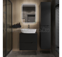 Мебель для ванной комнаты Orange Line 60 подвесная, 2 ящика, матовая черная с раковиной B08-500W