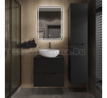 Мебель для ванной комнаты Orange Line 60 подвесная, 2 ящика, матовая черная с раковиной B07-420W