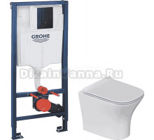 Комплект Унитаз подвесной STWORKI Олланд S01401WH + Инсталляция Grohe Solido 38811KF0 3 в 1 с кнопкой смыва