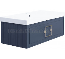 Тумба с раковиной La Fenice Cubo 100 подвесная, blu grigio, ручка хром, раковина Cubo 100