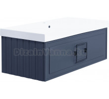 Тумба с раковиной La Fenice Cubo 100 подвесная, blu grigio, ручка черная, раковина Cubo 100