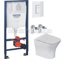 Комплект Унитаз подвесной STWORKI Олланд S01401WH + Инсталляция Grohe Rapid SL 38772SH0 3 в 1 с панелью смыва
