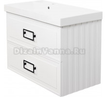 Тумба с раковиной La Fenice Cubo Twin 90 L bianco, ручки черные, раковина Cubo 90 L