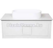 Тумба с раковиной La Fenice Cubo 90 подвесная, bianco, ручка белая, столешница белый мрамор, раковина матовая белая