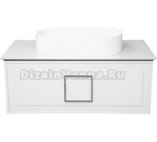 Тумба с раковиной La Fenice Cubo 90 подвесная, bianco, ручка хром, столешница белый мрамор, раковина матовая белая