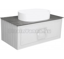 Тумба с раковиной La Fenice Cubo 90 подвесная, bianco, ручка белая, столешница черный мрамор, раковина матовая белая