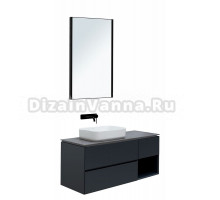 Мебель для ванной комнаты Allen Brau Infinity 120 L, подвесная, антрацит матовый, столешница графит структ