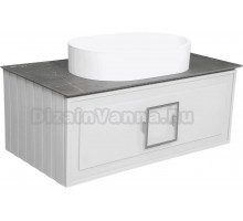 Тумба с раковиной La Fenice Cubo 90 подвесная, bianco, ручка хром, столешница черный мрамор, раковина матовая белая