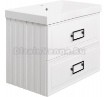 Тумба с раковиной La Fenice Cubo Twin 80 подвесная, bianco, ручки черные, раковина Cubo 80