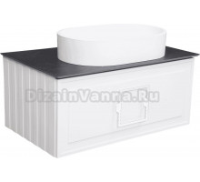 Тумба с раковиной La Fenice Cubo 80 подвесная, bianco, ручка белая, столешница черный мрамор, раковина матовая белая