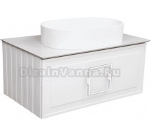 Тумба с раковиной La Fenice Cubo 80 подвесная, bianco, ручка белая, столешница белый мрамор, раковина белая матовая