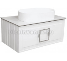 Тумба с раковиной La Fenice Cubo 80 подвесная, bianco, ручка хром, столешница белый мрамор, раковина белая матовая