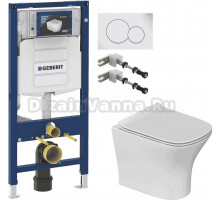 Комплект Унитаз подвесной STWORKI Олланд S01401WH + Инсталляция Geberit Duofix UP 320 111.300.00.5 + Крепления 111.815.00.1 к стене + Кнопка Sigma 01 115.770.11.5 белая