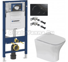 Комплект Унитаз подвесной STWORKI Олланд S01401WH + Инсталляция Geberit Duofix UP 320 111.300.00.5 + Крепления 111.815.00.1 к стене + Кнопка Sigma 01 115.770.DW.5 черная