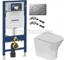 Комплект Унитаз подвесной STWORKI Олланд S01401WH + Инсталляция Geberit Duofix UP 320 111.300.00.5 + Крепления 111.815.00.1 к стене + Кнопка Sigma 01 115.770.JQ.5 лакированная, матовый хром