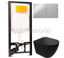 Комплект Унитаз подвесной STWORKI Готланд S13401BK + Инсталляция OLI 80 ECO Sanitarblock mechanic 3 в 1 с кнопкой смыва