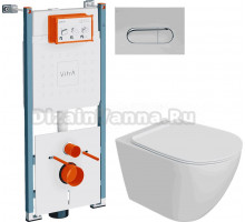 Комплект Унитаз подвесной STWORKI Готланд S13401WH + Инсталляция VitrA V-Fix Core 732-5800-01PV + Кнопка Root Round 740-2280 хром