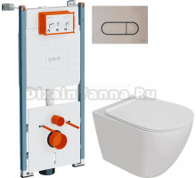 Комплект Унитаз подвесной STWORKI Готланд S13401WH + Инсталляция VitrA V-Fix Core 732-5800-01PV + Кнопка Root Round 740-2295 никель