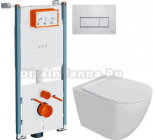Комплект Унитаз подвесной STWORKI Готланд S13401WH + Инсталляция VitrA V-Fix Core 732-5800-01PV + Кнопка Root Square 740-2380 хром