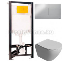 Комплект Унитаз подвесной STWORKI Кронборг S28401WH + Инсталляция OLI 80 ECO Sanitarblock mechanic 3 в 1 с кнопкой смыва